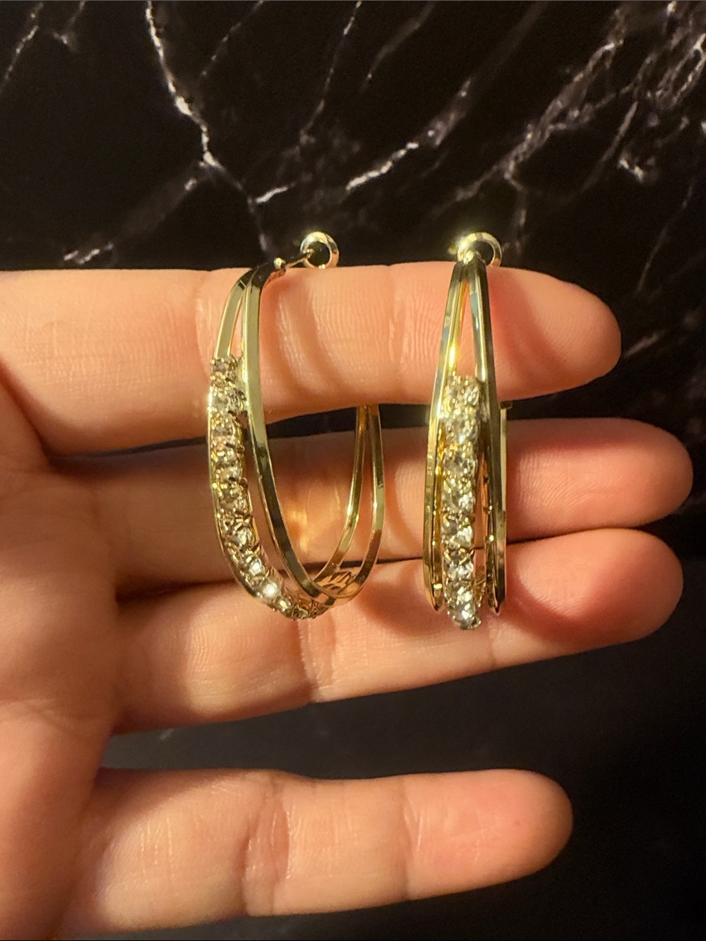 Gold Crystal Hoop Earrings - Women Jewelry